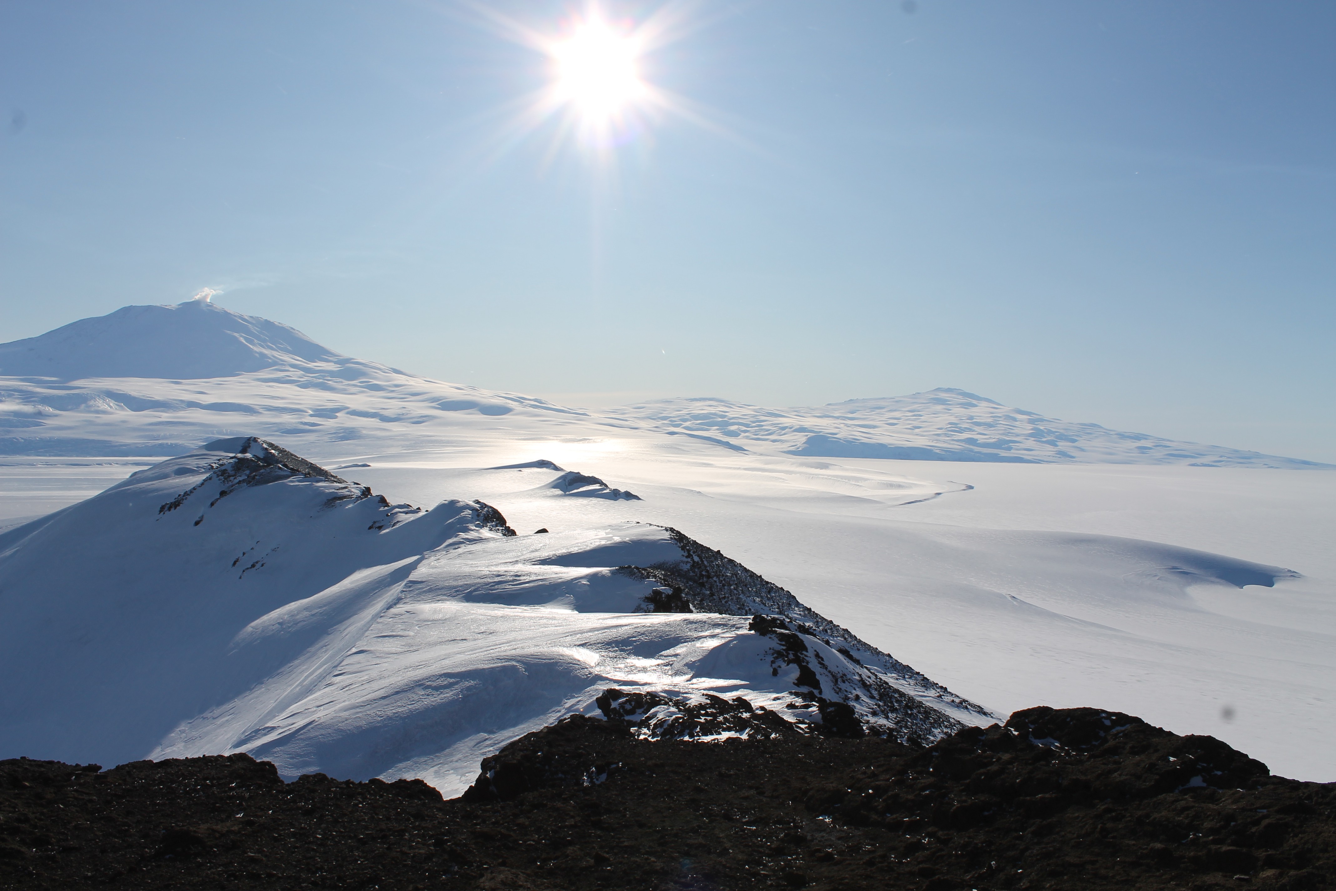 View of Mt Erebus, Mt Terra Nova and Mt Terra taken from Castle Rock
