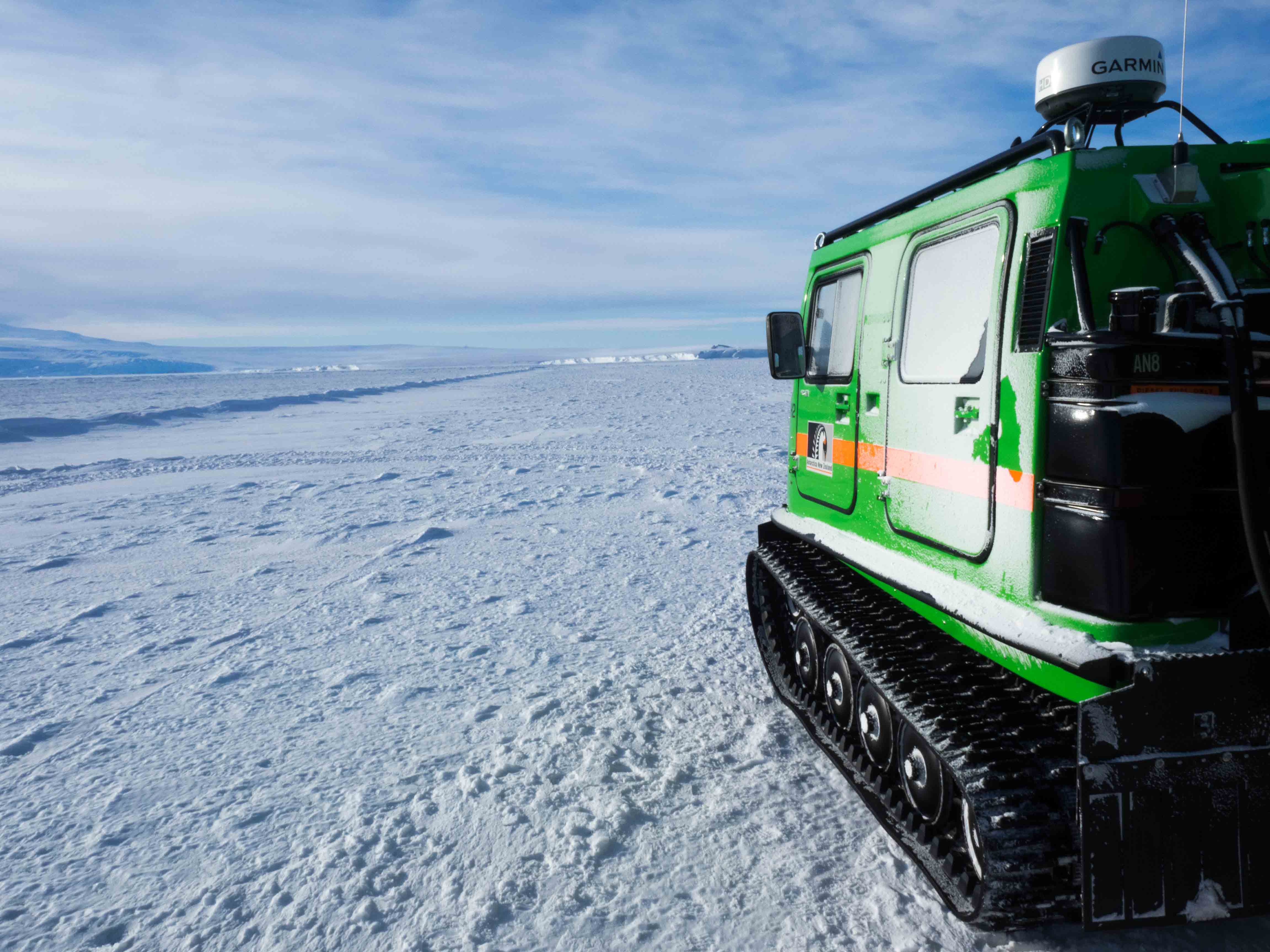 On our way to Scott's hut in a Hagglund all-terrain carrier