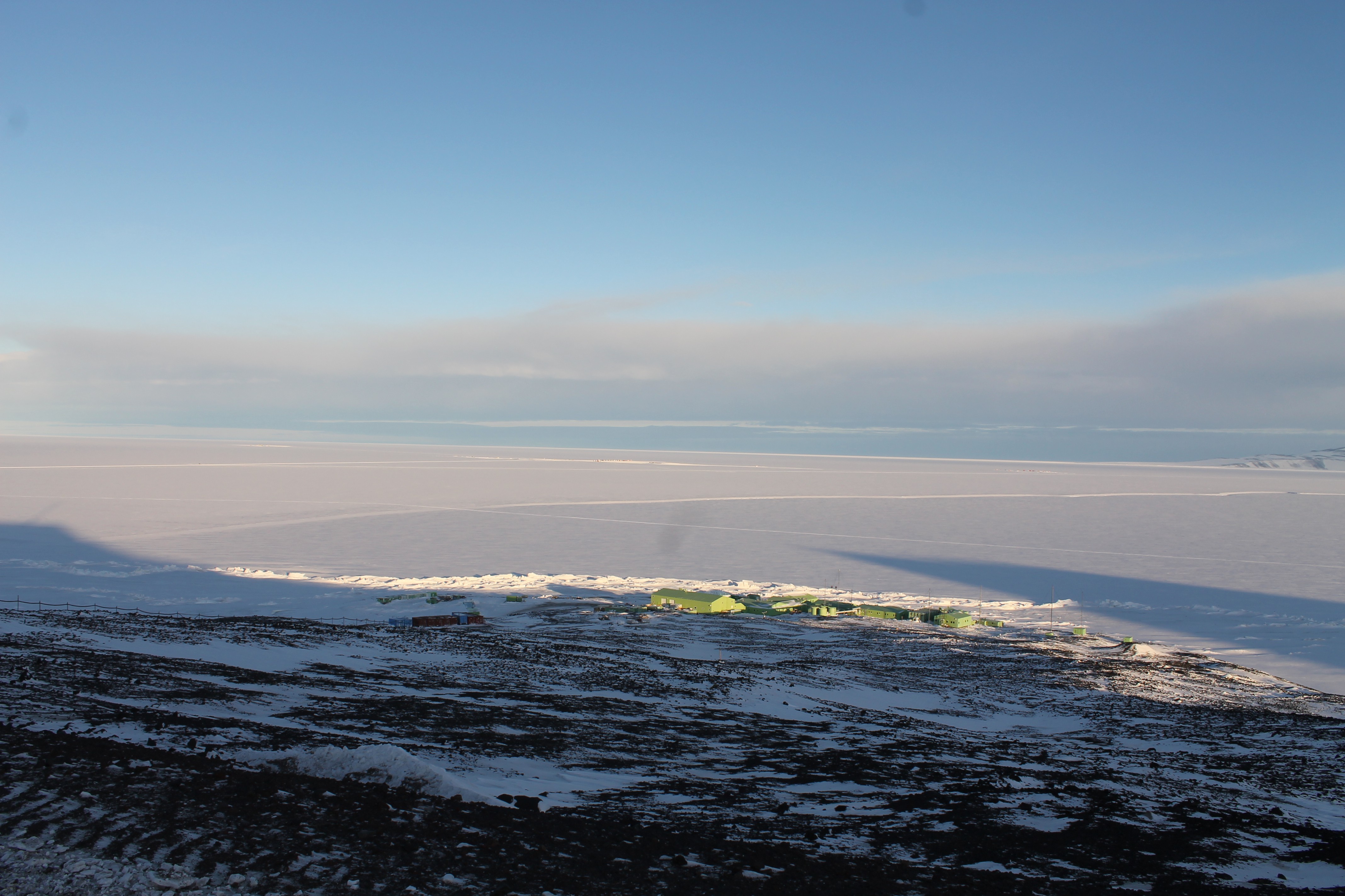 Looking down on Scott Base as we drive the road across to McMurdo Base