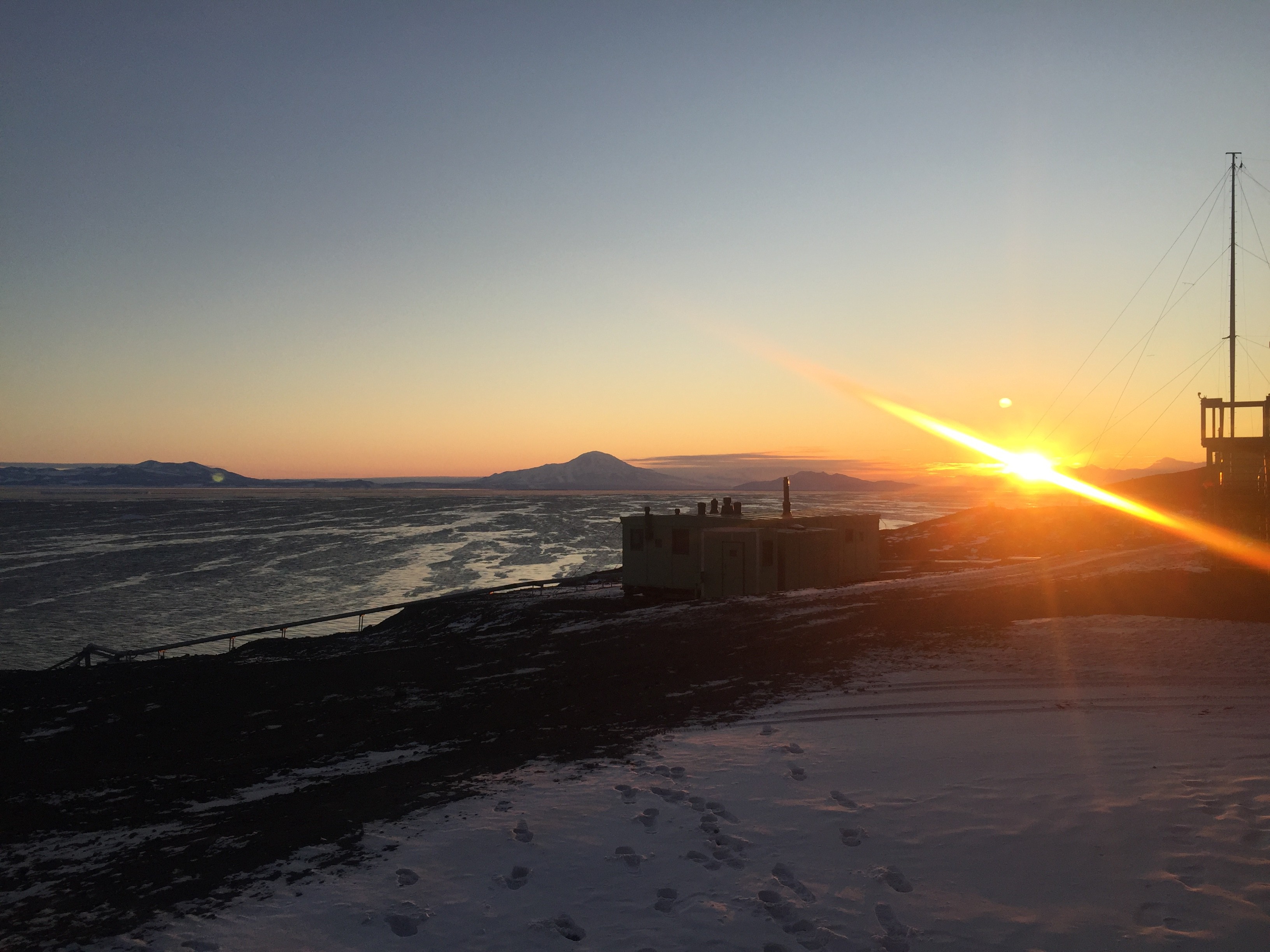 Sunset out of the lounge at Scott Base