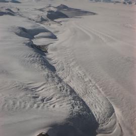 Looking down west side of upper Shackleton Glacier- dark peak in upper centre is Matador Mountain
