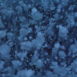 Air bubbles in small lake, Bull Pass