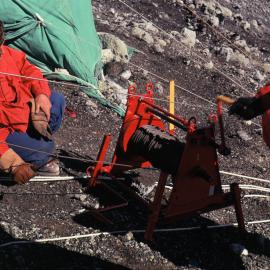 Winching into the main crater rim- Mount Erebus 