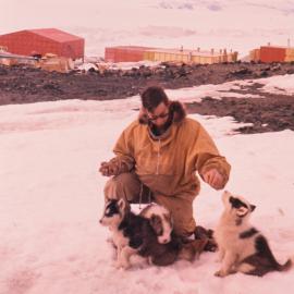 Feeding Husky Pups at Scott Base