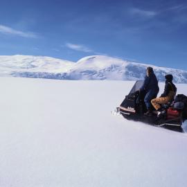 Tobogganing near Mount Terra Nova