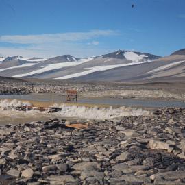 Onyx River weir- in flood from Vanda Station