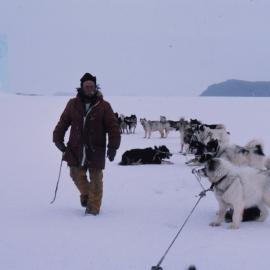 Gary Bowcock and Huskies at Barne Glacier