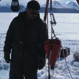 Dave Hotop inspecting sediment trap