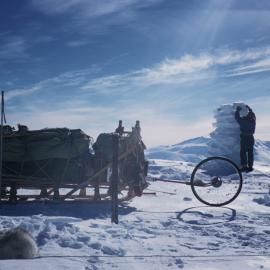 Building Cairn at Husky Dome, 12,000ft