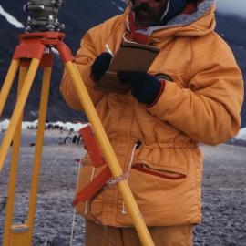 Garry Turner (DOSLI) noting data at Cape Adare