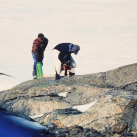 Taking Paleo magnetic samples 