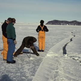 Drilling sea ice 
