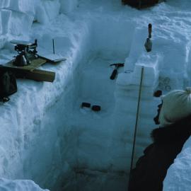 Snow pit and scientific equipment