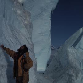 Harry Keys inspecting iceberg 