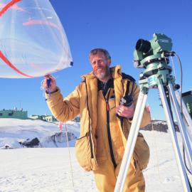 NIWA's Tom Clarkson Tracking Local Winds in Front of Scott Base
