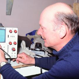 Andre von Biel Showing Ionospheric Disturbance on an Oscilloscope