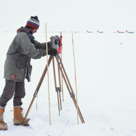 Gary Neale on sea ice near ice runway 