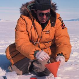 Dr Ian Thomas Collects Snow Sample for Landsat Imagery