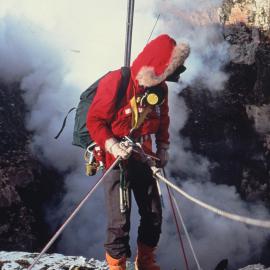 Werner Giggenbach entering inner crater 