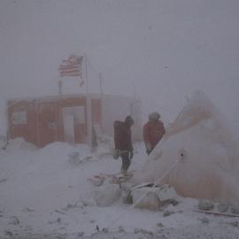 Erebus hut during storm 
