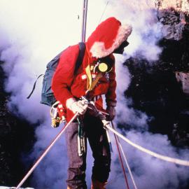 Werner Giggenbach about to step into the inner crater
