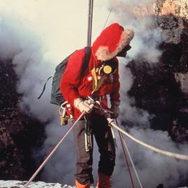 Werner Giggenbach about to step into the inner crater