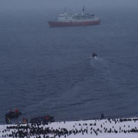 Tourists Landing in Zodiacs from Lindblad Explorer