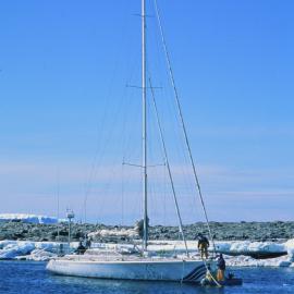 Yacht in Commonwealth Bay