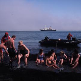 Tourists Bathing at Deception Island