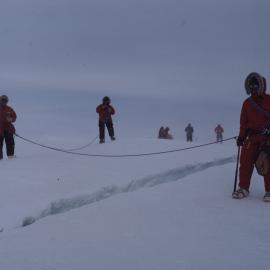 Glacier travel crossing at right angle's 