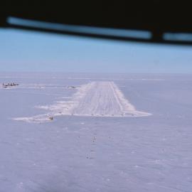 Approaching the McMurdo sea ice runway through the cockpit window
