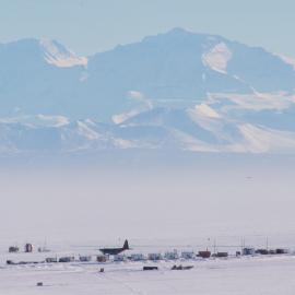 Aircraft on ice runway