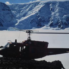 Helicopter on Ledge, Mariner Glacier
