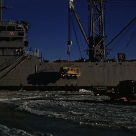 Unloading US supply ship, McMurdo Sound