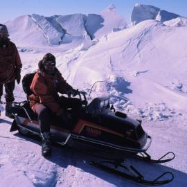 Ensor & MacDonald with toboggan, Fish Hut