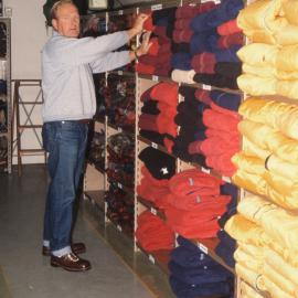 Carl with Polar Fleece Gear in Clothing Store