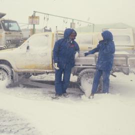 Toyota Hilux at Hutching Rail in a Snow Storm