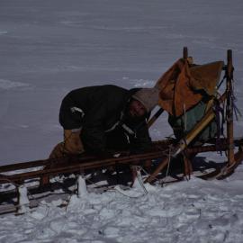 Brodie Fixing Sledge on Blue Glacier