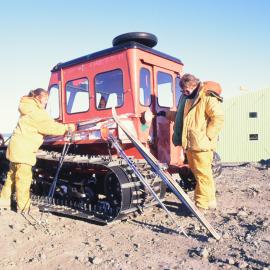 Biddy Harnett & Heather Gilmore with Snow-Master 