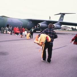 Boarding a flight to Antarctica
