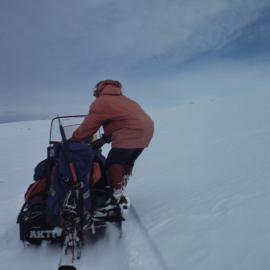 Toboggan driving on a slope 