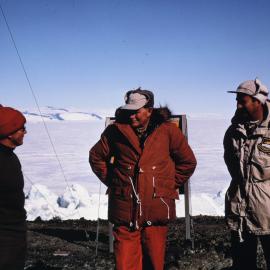 Robin Foubister, Sir Arthur Espie Porritt, Governor General of NZ and Bob Thomson at Scott Base