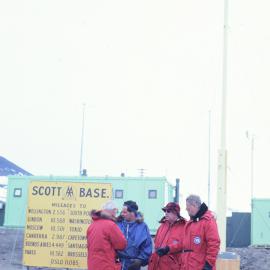 Dr W von Braun with NASA group and Colin Clarke, Base Leader