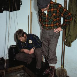 Bill Birch, the Minister of Science and Technology, watching Dr MacDonald 