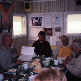 Robert Baden Thomas, Lord Elworthy and Lord Shackleton and P Foster at Vanda Station