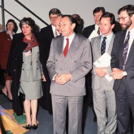 Prime Minister of France, Michel Rocard, Simon Upton, Hugh Logan and others at the IAC Store