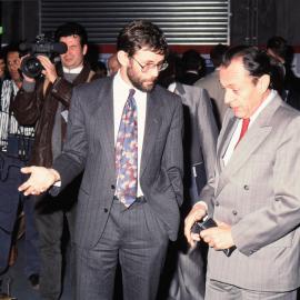 Prime Minister of France, Michel Rocard with Hugh Logan in the IAC Store