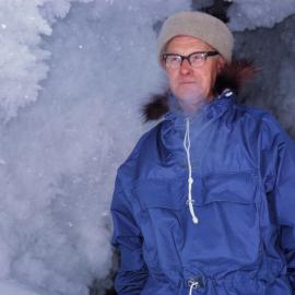 J W Beagley in the ice caves near Scott Base
