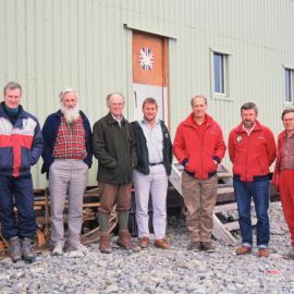 John Penney, Nigel Bohmer, John Heap, John Hall, Denis McLean, Gerard von Boheim and DG? at Rothera Station