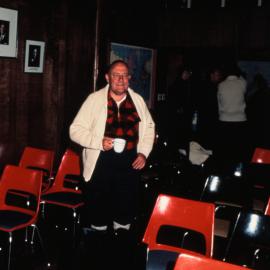 Prime Minister Robert Muldoon at the NSF Chalet attending the Scott Base 25th Anniversary